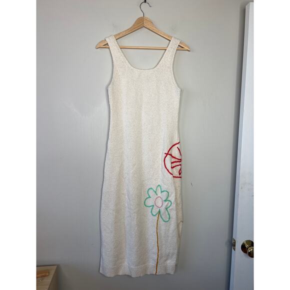 NEW Lingua Fanca Jane St. Garden Midi Dress Women's Salt Size: Medium - Picture 6 of 7